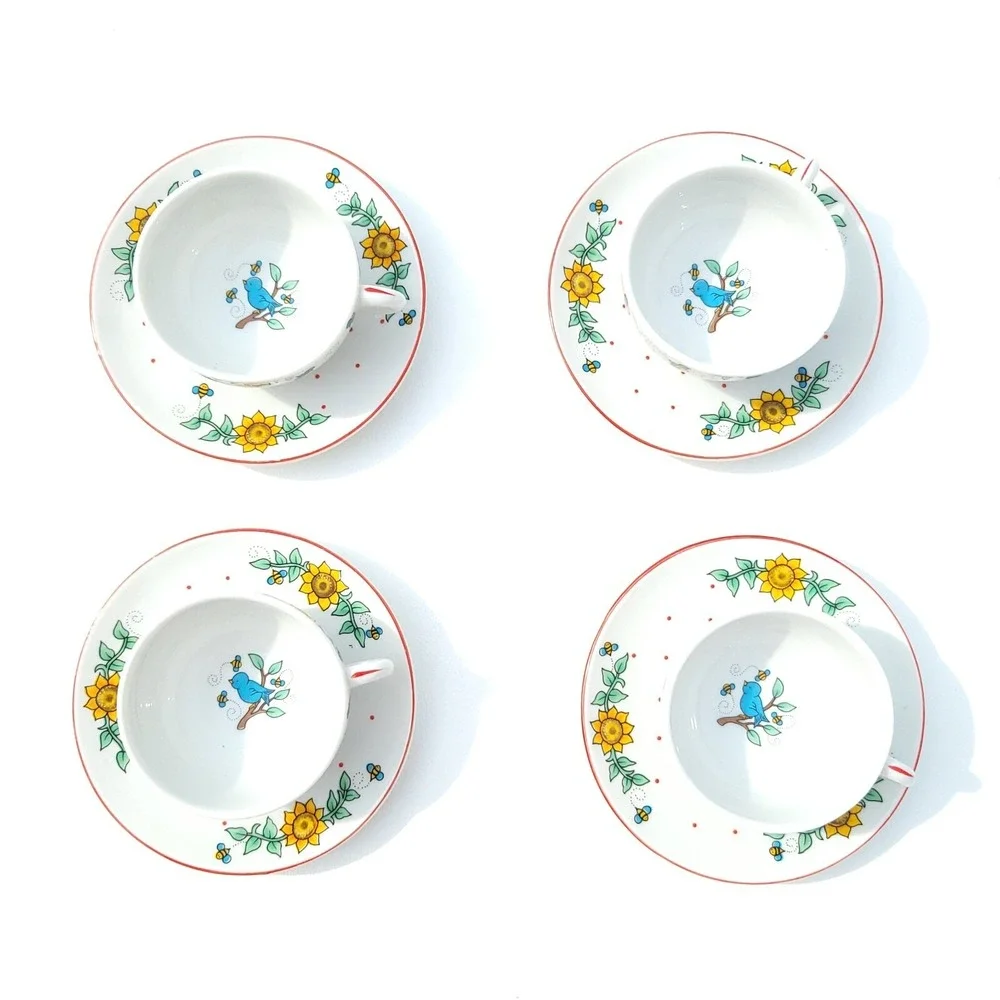 VTG Mary Engelbreit Neiman Marcus Childrens Tea Set Floral Teddy Bears Porcelain